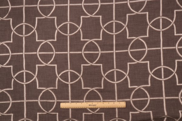 Valiant Fabrics Julian Embroidered Drapery Fabric in Graphite