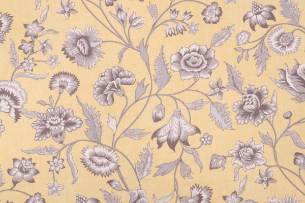 P Kaufmann Marseille Printed Cotton Twill Drapery Fabric in Lemon