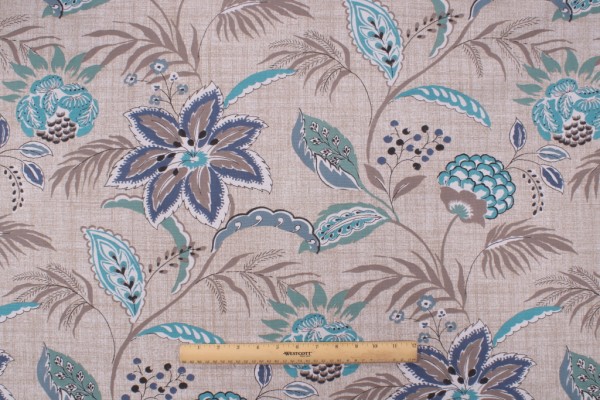 Magnolia Home Floral Printed Cotton Drapery Fabric in Azure