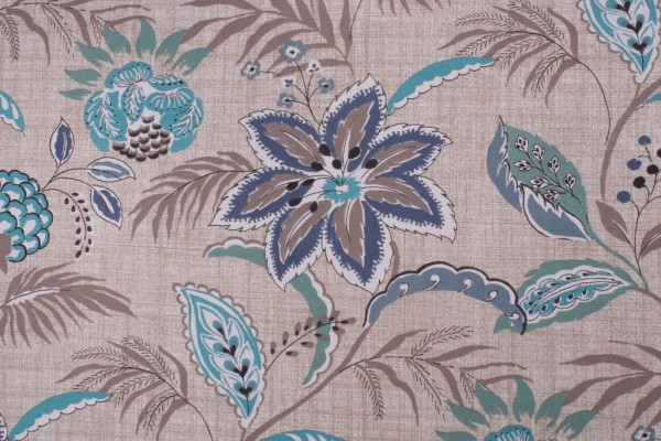 Magnolia Home Floral Printed Cotton Drapery Fabric in Azure