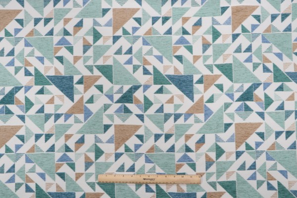 Golding Isosceles Woven Chenille Upholstery Fabric in Cyan