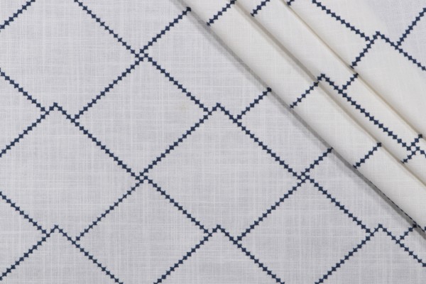 Valiant Fabrics Illuminate Embroidered Drapery Fabric in Nautic