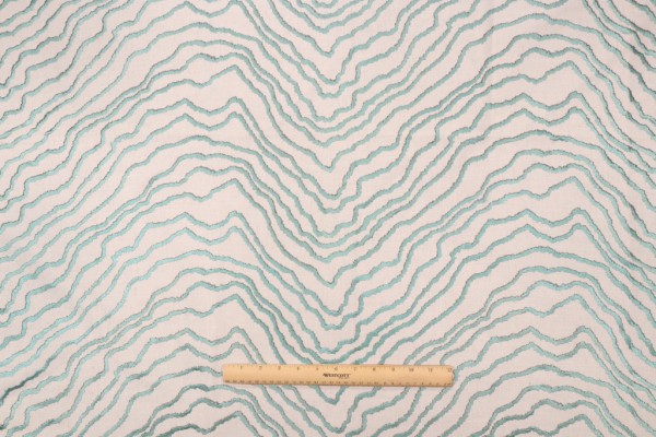 Valiant Fabrics Domain Embroidered Drapery Fabric in Aqua
