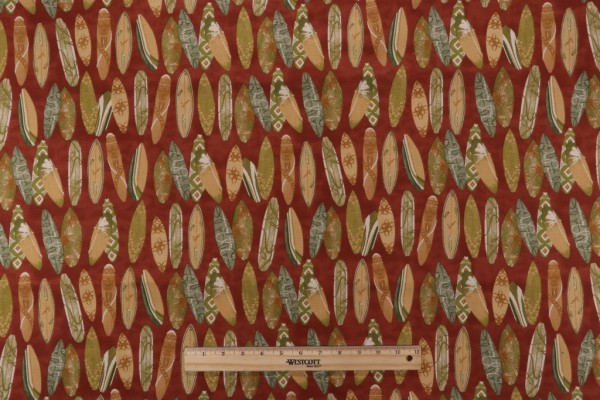 Click for 1.88 Yards Robert Allen Hang Ten Printed Cotton Drapery Fabric in Lacquer Robert Allen Hang Ten Printed Cotton Drapery Fabric in Lacquer