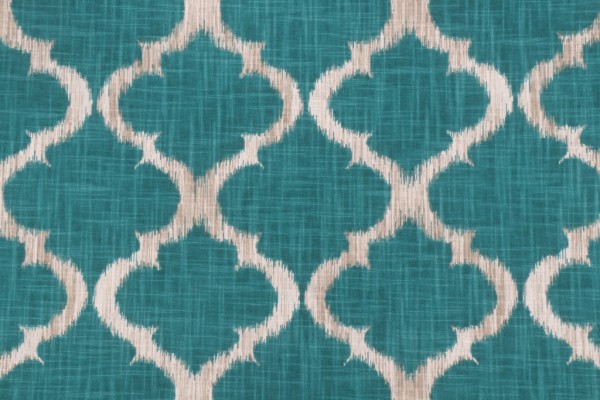 Richloom Kobe Printed Cotton Drapery Fabric in Teal