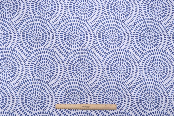 Premier Prints Cecil-Slub Canvas Printed Cotton Drapery Fabric in Commodore Blue