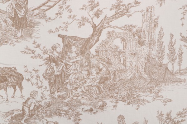 Anna French Chateau Du Loir Printed Cotton Drapery Fabric in Taupe for Thibaut