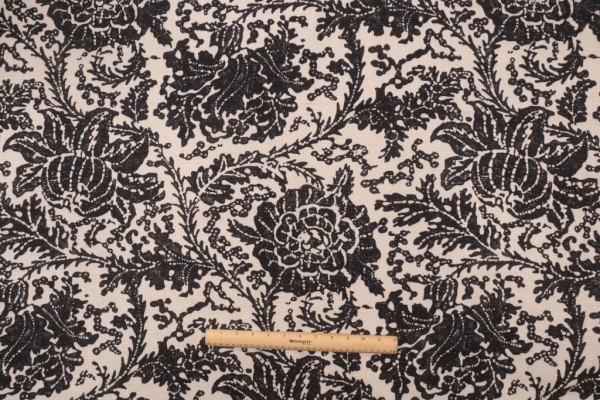 Thibaut Mizoram F97912 Printed Linen Blend Drapery Fabric in Black