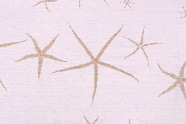 Lacefield Sea Star-White Flax Printed Textured Cotton Drapery Fabric in Sand