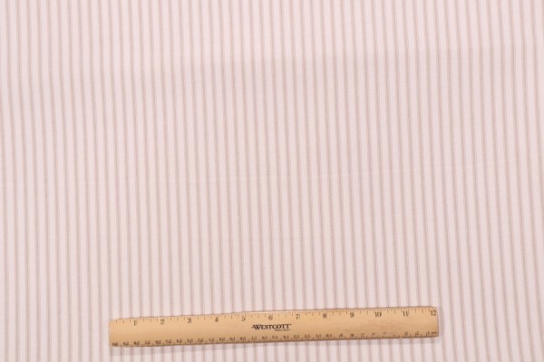Vertical Stripe Printed Cotton Drapery Fabric in Linen