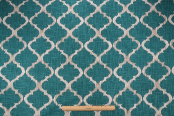 Richloom Kobe Printed Cotton Drapery Fabric in Teal