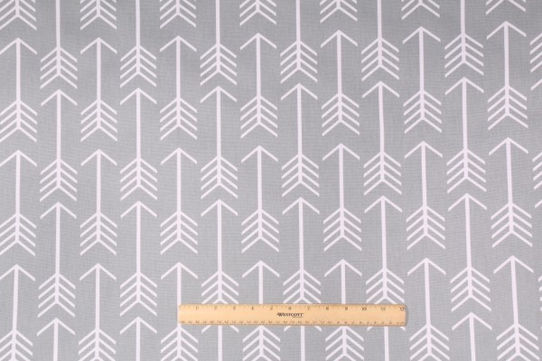 Premier Prints Arrow Printed Cotton Drapery Fabric in Cool Grey