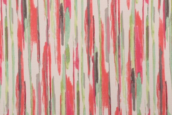 PK Lifestyles All Lined Up Printed Polyester Outdoor Fabric in Coral