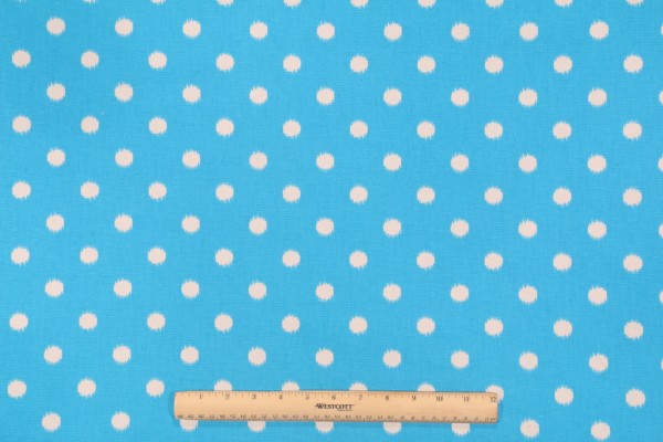 Duralee 42381 Printed Polka Dot Cotton Drapery Fabric in 11-Turquoise