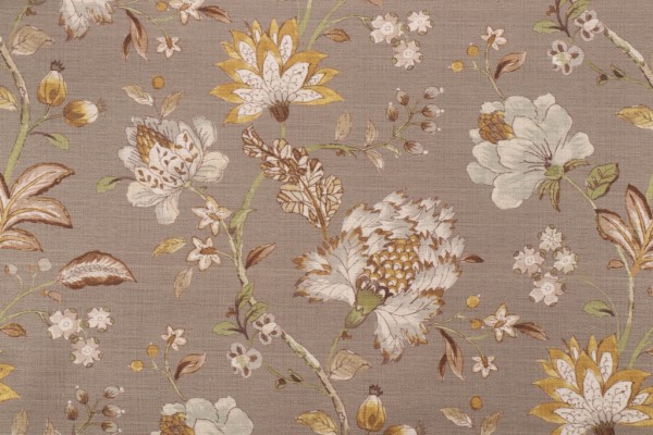 Mill Creek Isamen Printed Cotton Drapery Fabric in Vintage Grey