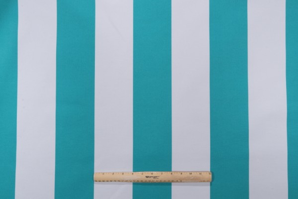 Terrasol - Awning Stripe Printed Polyester Outdoor Fabric in Teal