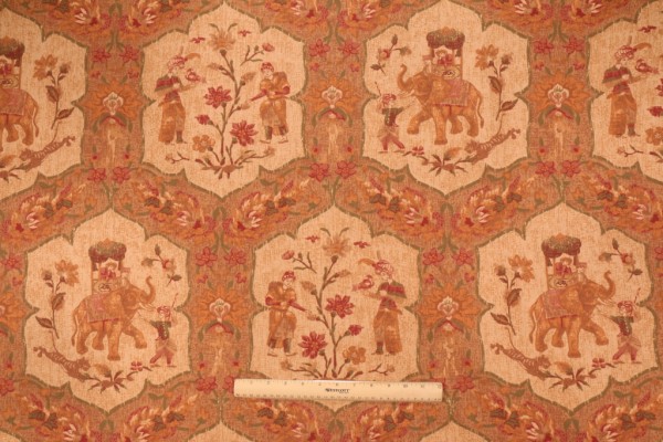 Thibaut Tabriz F97152 Printed Linen Blend Drapery Fabric in Beige