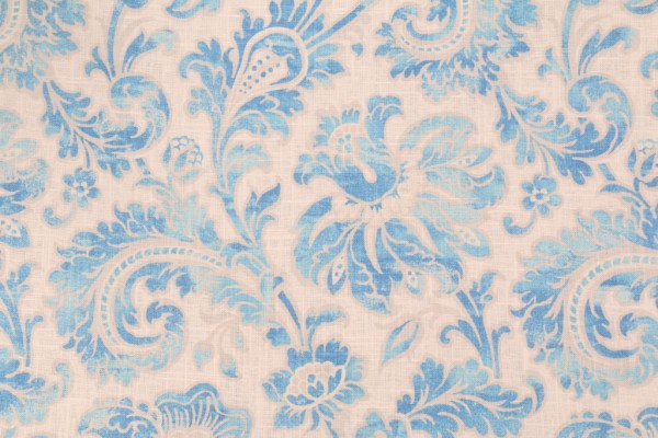 Mill Creek Raymond Waites Boxtree Printed Linen Blend Drapery Fabric in Matisse Blue