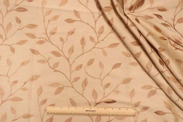 Valiant Fabrics Capri Embroidered Drapery Fabric in Wheat