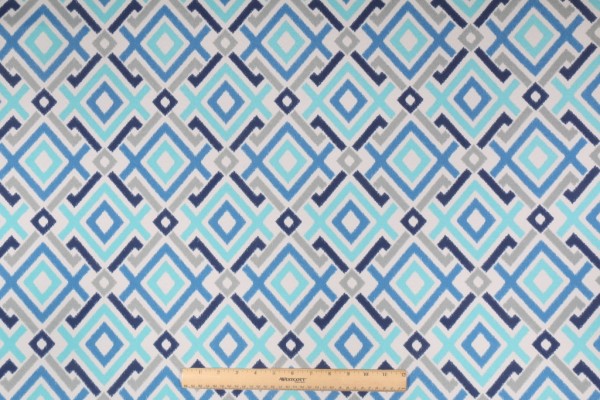 Mill Creek Gareth Printed Polyester Outdoor Fabric in Aquatic