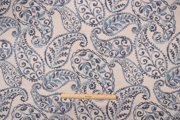 Covington Bloomfield Printed Linen Blend Drapery Fabric in 50-Bluebell