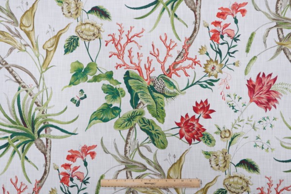Sanderson Mauritus Printed Polyester Outdoor Fabric in Ivory