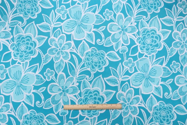 Richloom Halsey Printed Polyester Outdoor Fabric in Seaglass