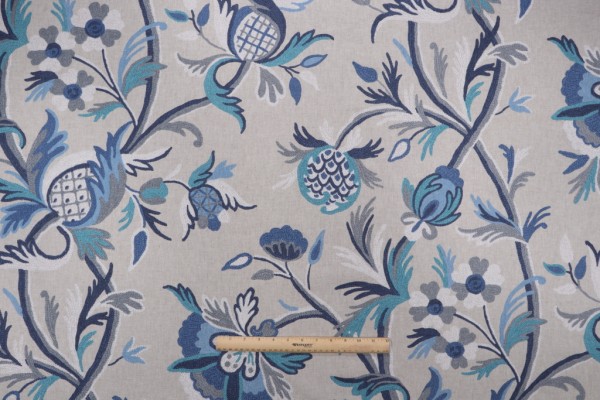 P Kaufmann Highfield Printed Drapery Fabric in Midnight Blue