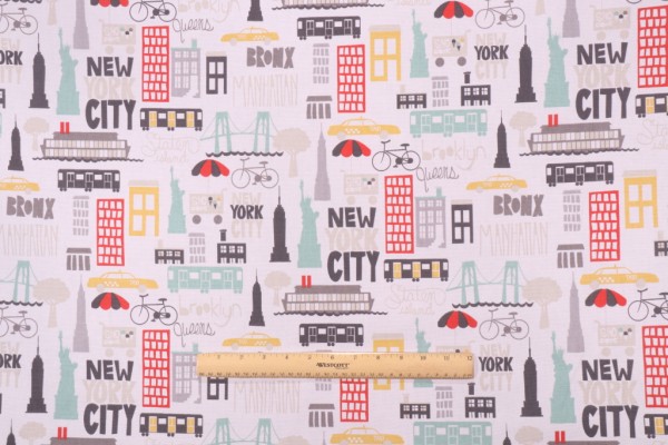 PK Lifestyles East Coast Printed Cotton Drapery Fabric in City Brights