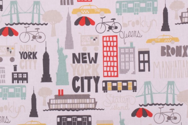PK Lifestyles East Coast Printed Cotton Drapery Fabric in City Brights