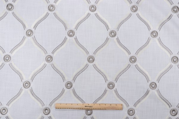 Valiant Fabrics Estate Embroidered Drapery Fabric in Gunmetal