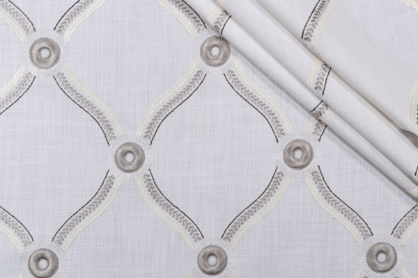 Valiant Fabrics Estate Embroidered Drapery Fabric in Gunmetal