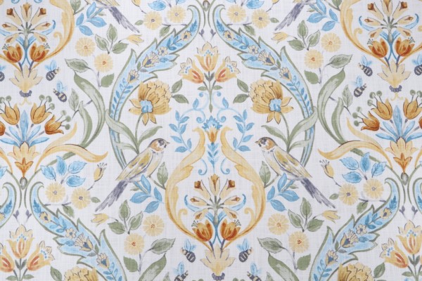 Hamilton Kirkman Printed Cotton Drapery Fabric in Honey