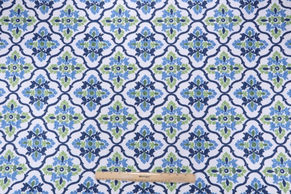 Premier Prints Plumbago-White Slub Linen Printed Drapery Fabric in Courtyard