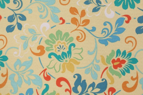 Mill Creek Hendrickson Printed Polyester Outdoor Fabric in Buttercream