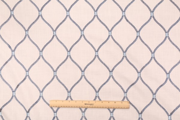 Williamsburg Deane Embroidery Drapery Fabric in Porcelain