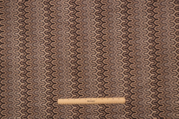 Mod Scalloped Tapestry Upholstery Fabric in Coffee