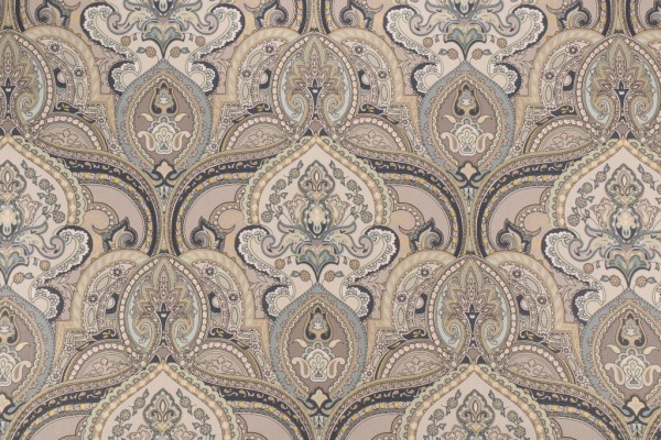 Mill Creek Pushang Printed Cotton Twill Drapery Fabric in Pearl Grey
