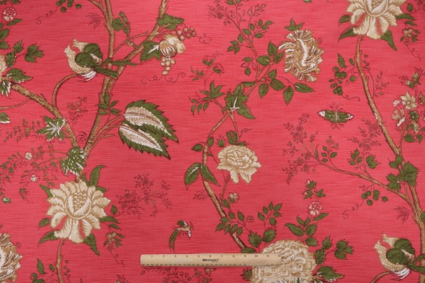 Thibaut Rye F93341 Printed Cotton Drapery Fabric in Pink