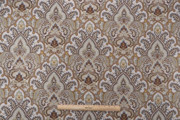 Hamilton Patterson Chenille Damask Upholstery Fabric in Topaz