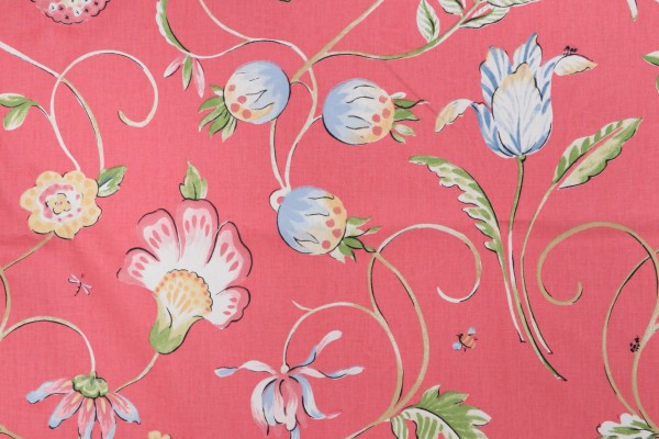Thibaut Westfield F9153 Printed Cotton Drapery Fabric in Pink