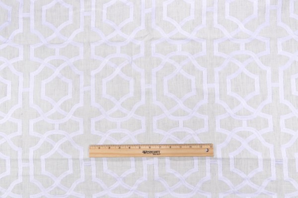 1 Yard Anna French Alston Trellis W713032 Embroidered Linen Drapery Fabric in White on White for Thibaut