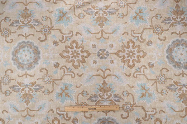 Thibaut Mahal F964130 Printed Linen Blend Drapery Fabric in Neutral