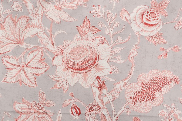 Thibaut Rittenhouse F94147 Printed Cotton Blend Drapery Fabric in Red on Linen