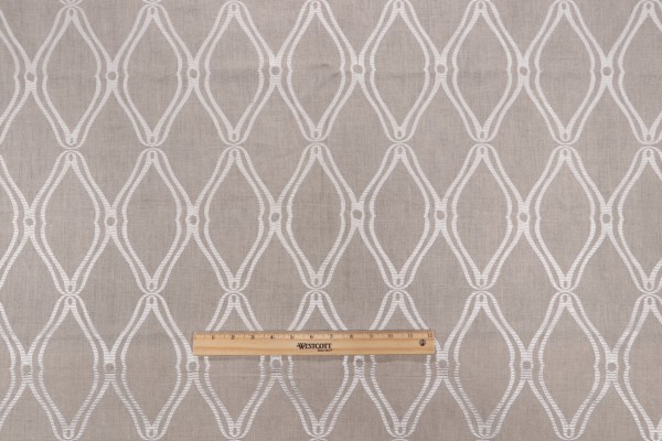 Thibaut Frankfurt W74107 Embroidered Linen Drapery Fabric in Natural Linen