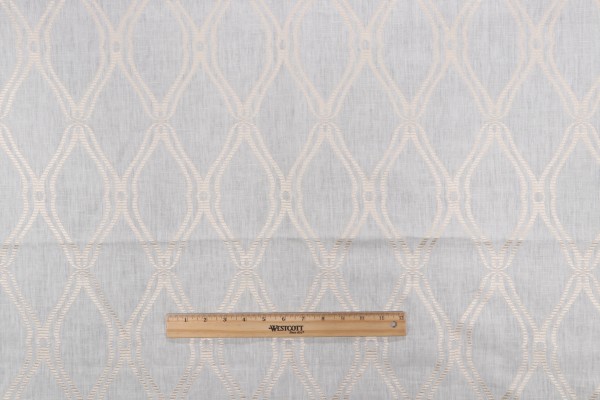 Click for 1 Yard Thibaut Frankfurt W74108 Embroidered Linen Drapery Fabric in White 1 Yard Thibaut Frankfurt W74108 Embroidered Linen Drapery Fabric in White