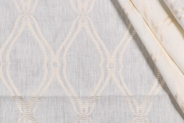 Click for 1 Yard Thibaut Frankfurt W74108 Embroidered Linen Drapery Fabric in White 1 Yard Thibaut Frankfurt W74108 Embroidered Linen Drapery Fabric in White