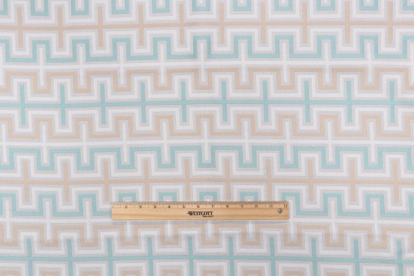 Thibaut Zipper W80377 Woven Solution Dyed Acrylic Outdoor Fabric in Aqua and Flax