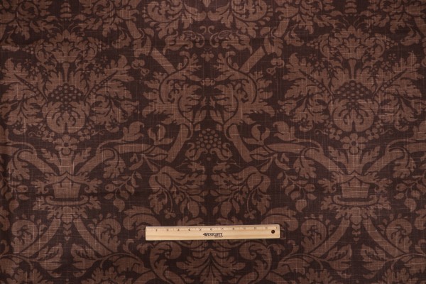 Thibaut Residence Damask F91350 Printed Linen Blend Drapery Fabric in Brown