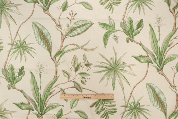 Thibaut Sonora F96727 Printed Cotton Drapery Fabric in Soft Yellow